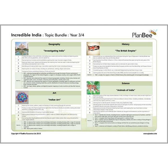 PlanBee Incredible India Topic Planning KS2 Lessons 