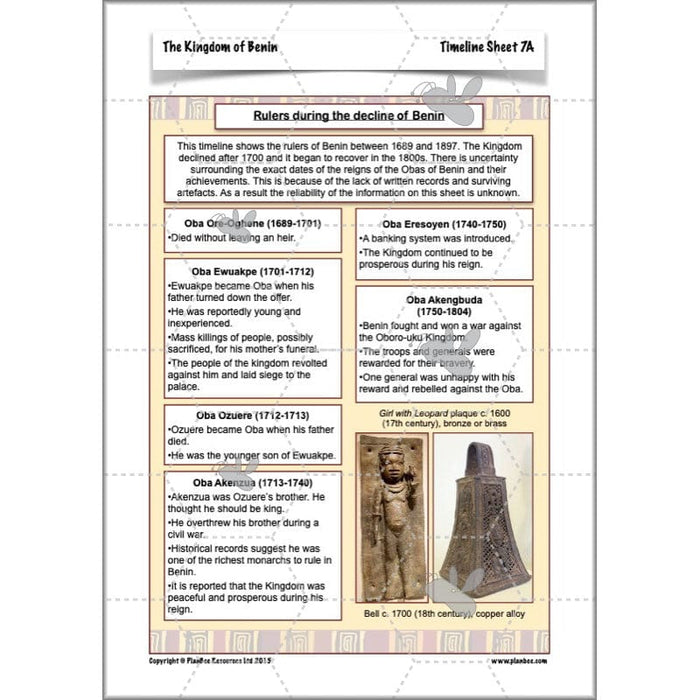PlanBee The Kingdom of Benin KS2 History Lesson Pack by PlanBee