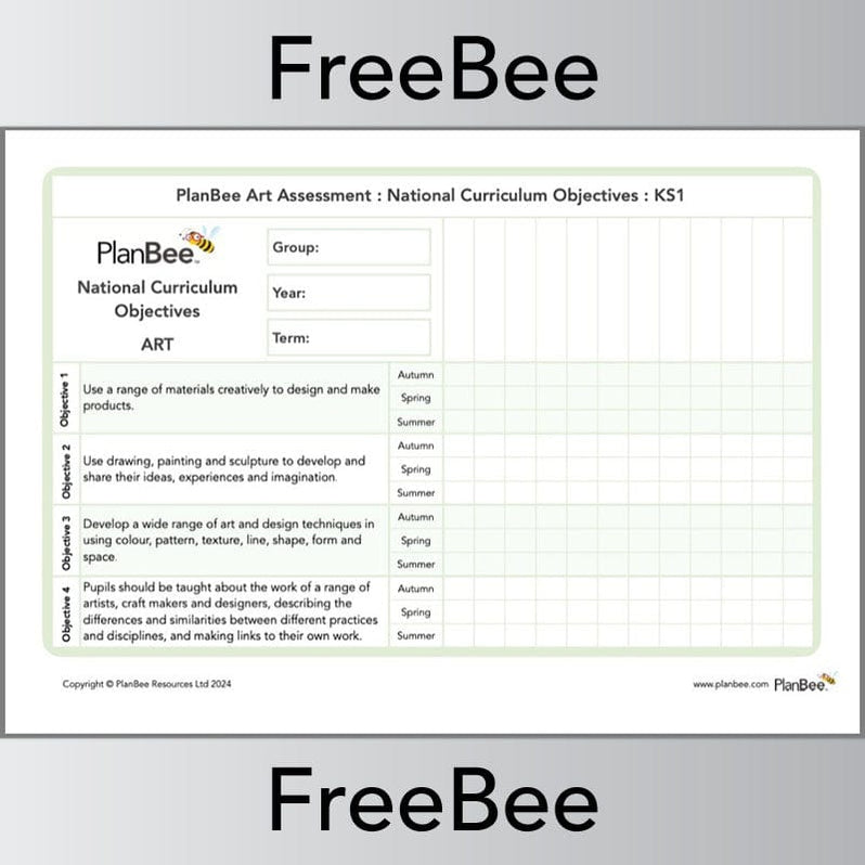 Free KS1 Art National Curriculum Objectives Assessment Grid — PlanBee