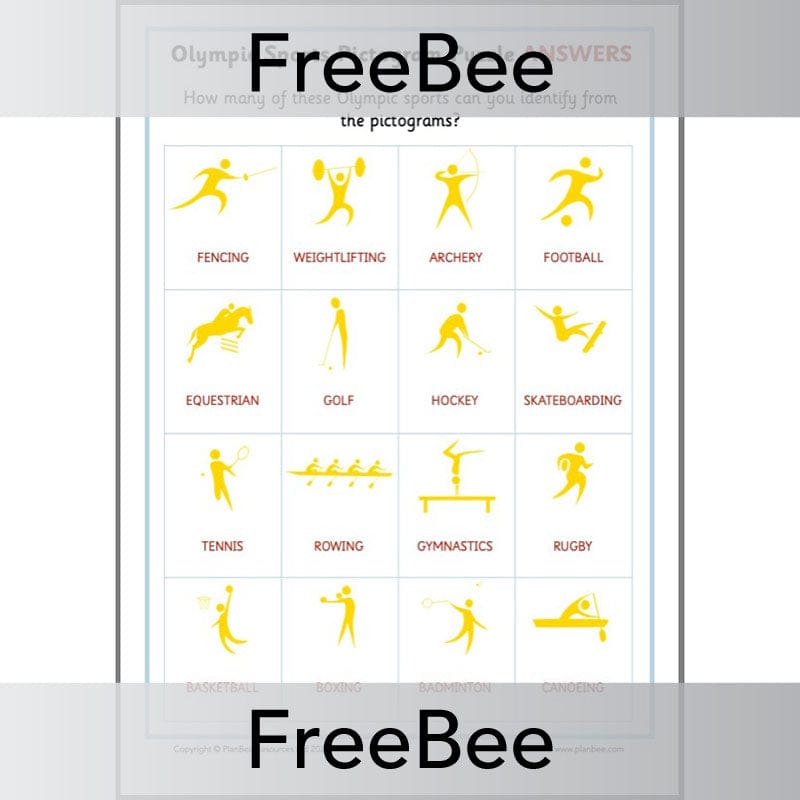 PlanBee FREE Olympic Sports Pictogram Puzzle by PlanBee