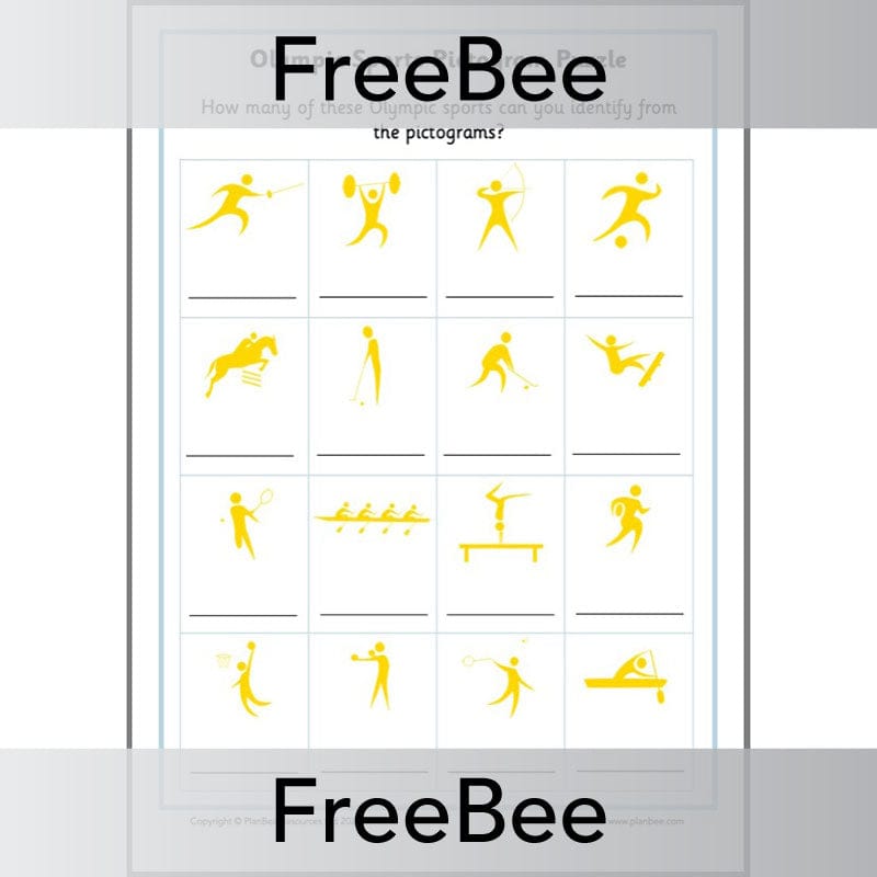 PlanBee FREE Olympic Sports Pictogram Puzzle by PlanBee
