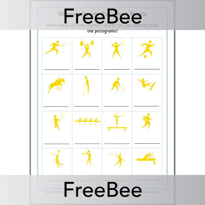 PlanBee FREE Olympic Sports Pictogram Puzzle by PlanBee