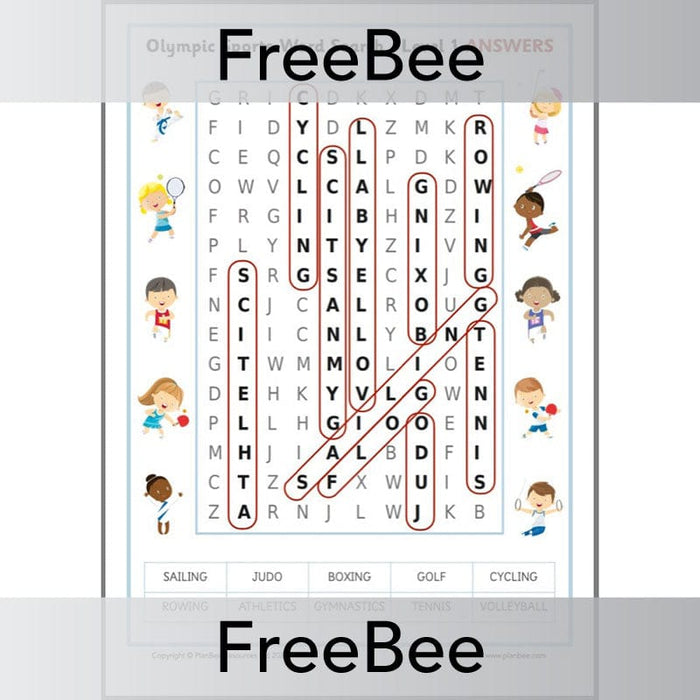 PlanBee FREE Olympic Sports Word Search by PlanBee