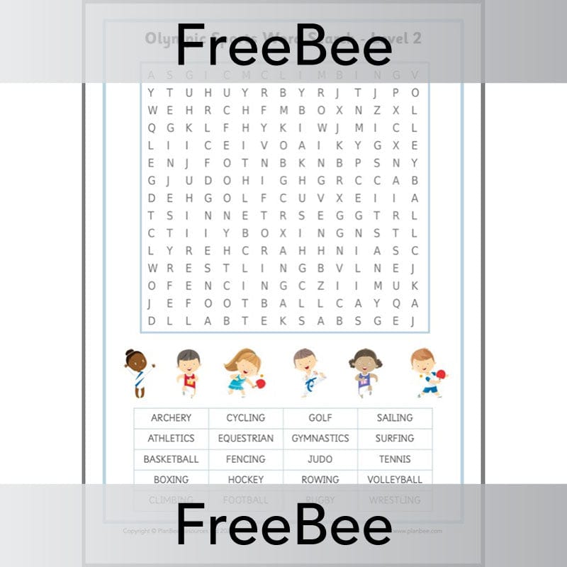 PlanBee FREE Olympic Sports Word Search by PlanBee
