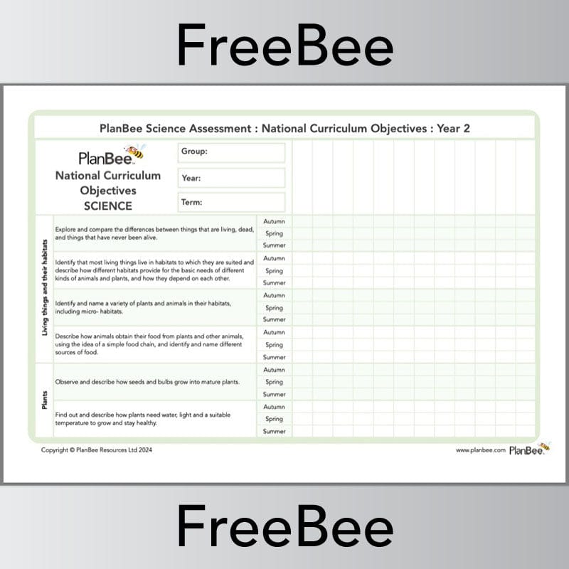 PlanBee Science Assesment Grid | PlanBee FreeBees