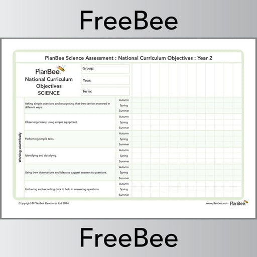 PlanBee Science Assesment Grid | PlanBee FreeBees