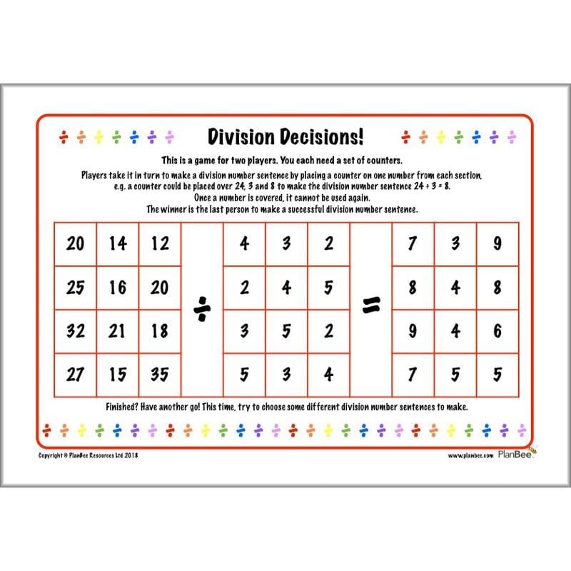 PlanBee KS2 Maths Home Learning Activites for Year 3 & Year 4