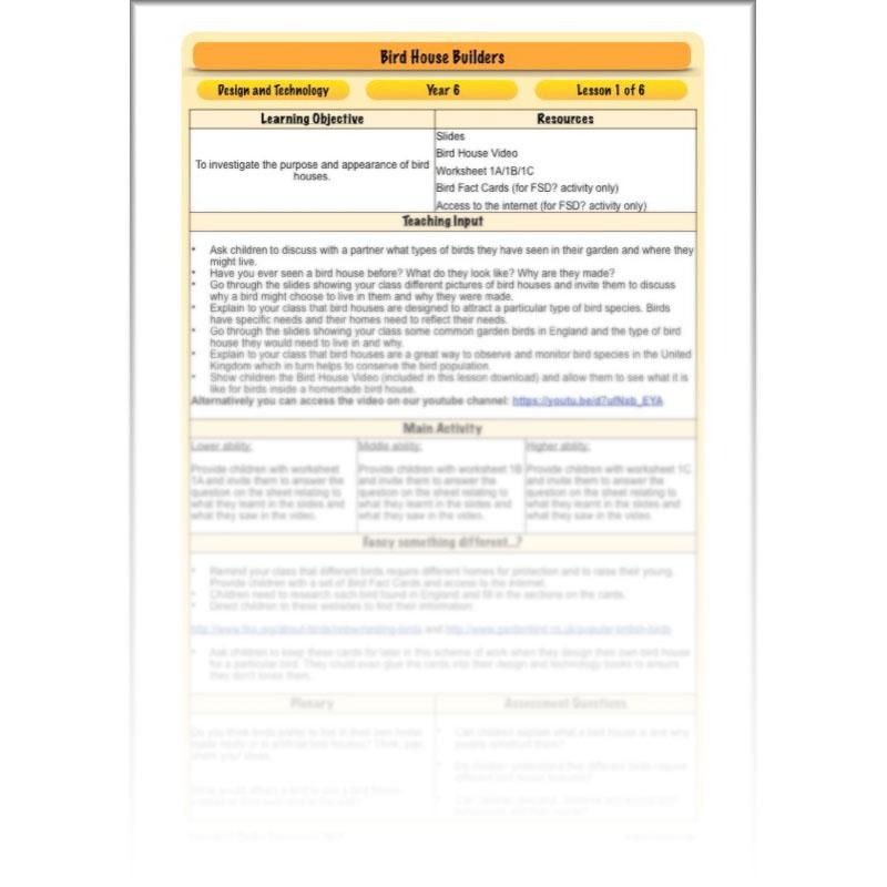 PlanBee Bird House Builders - DT Primary Resources for KS2 Year 6 | PlanBee