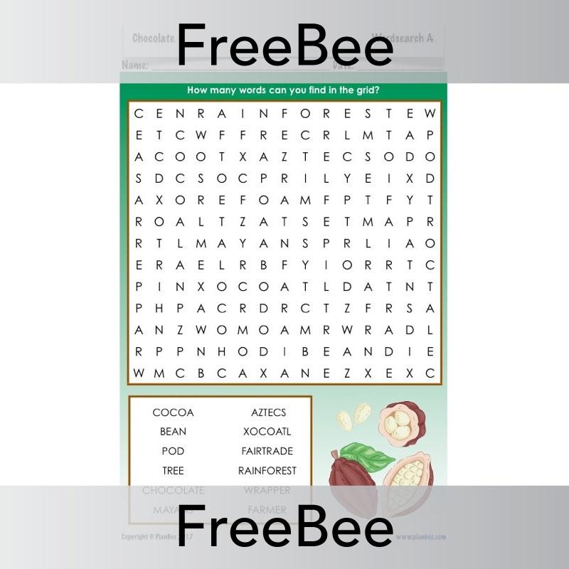 Free Chocolate Wordsearch for KS2 by PlanBee