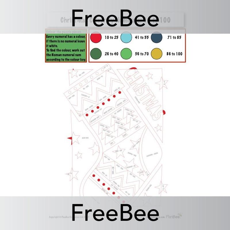Free Christmas Colour by Numbers Sheets 10-100 by PlanBee