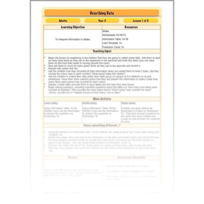 PlanBee Describing Data Year 5 Statistics Lesson by PlanBee
