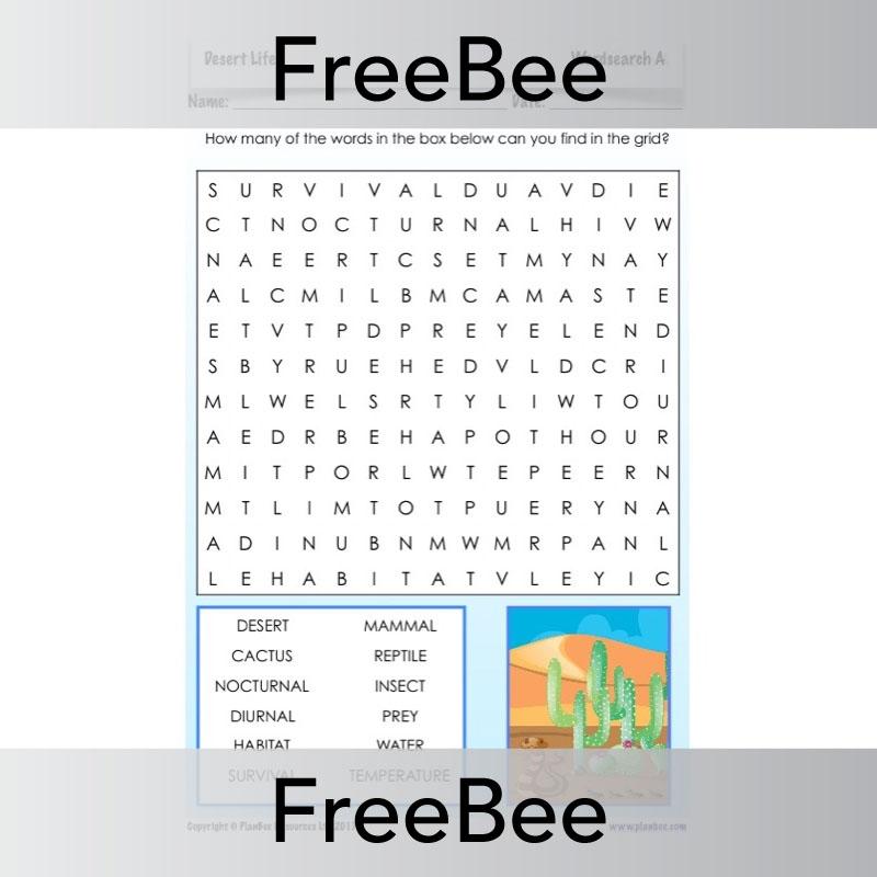 PlanBee Desert Life Word Search | PlanBee