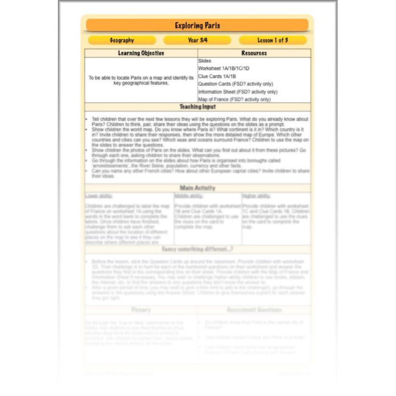 PlanBee FREE exploring Paris scheme | PlanBee France KS2 Geography