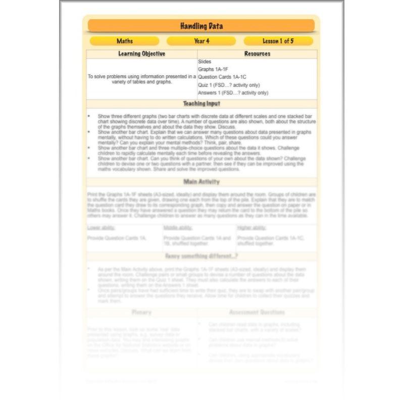 PlanBee Handling Data Year 4 Maths Lessons by PlanBee