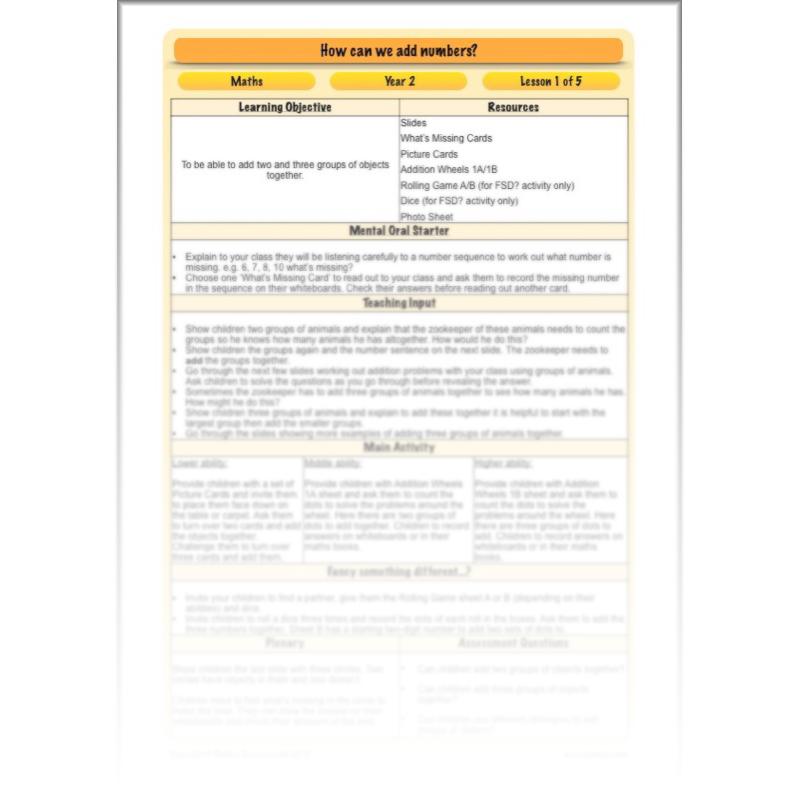 PlanBee How Can We Add Numbers? Year 2 Maths Lesson Plans