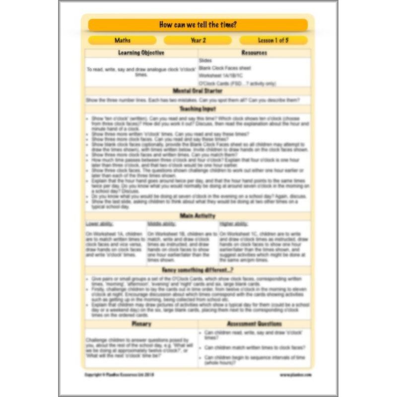 PlanBee Year 2 Time Lessons KS1 | How can we tell the time?