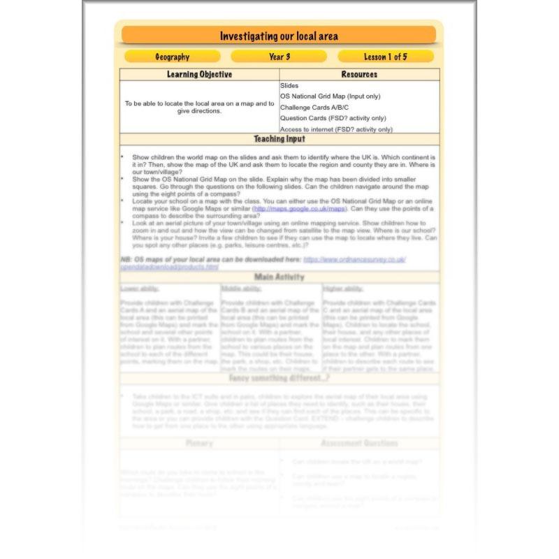 PlanBee Investigating Our Local Area: Year 3 Geography scheme of work