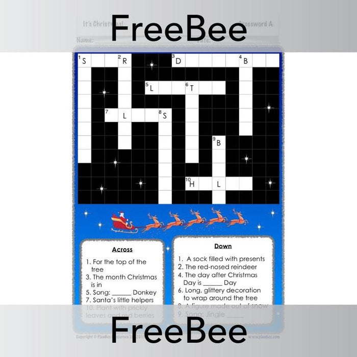 PlanBee It's Christmas! Crossword | Free Teaching Resources | PlanBee
