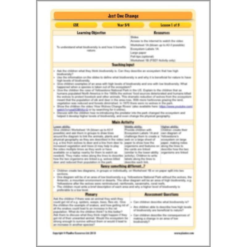 PlanBee Ecosystems for Kids | Just One Change ESR Lessons | PlanBee