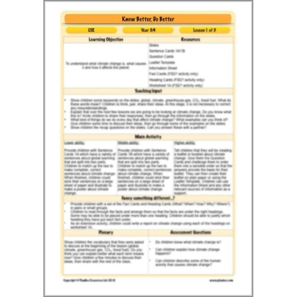 PlanBee Climate Change Worksheets KS2 Lesson | PlanBee