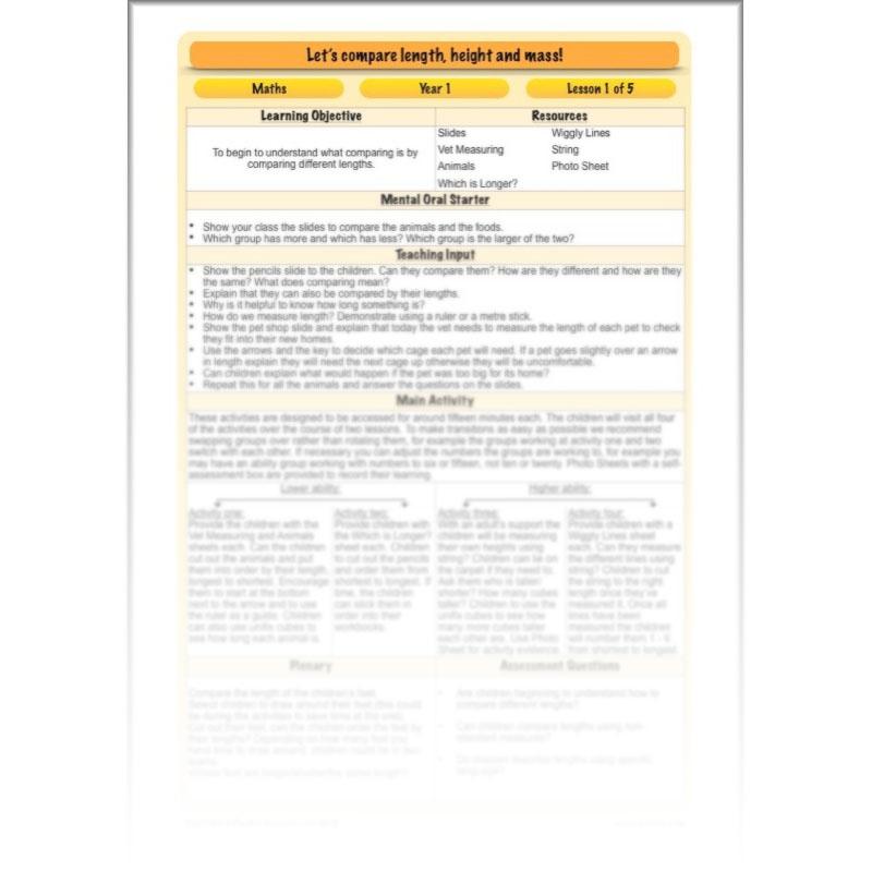 PlanBee Let's compare length, height and mass - KS1 Maths Resources and Plans