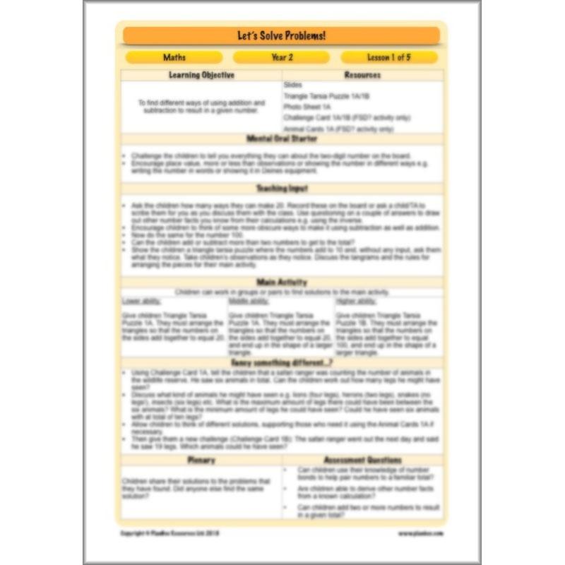 PlanBee Let's Solve Problems: problem-solving Year 2 Maths