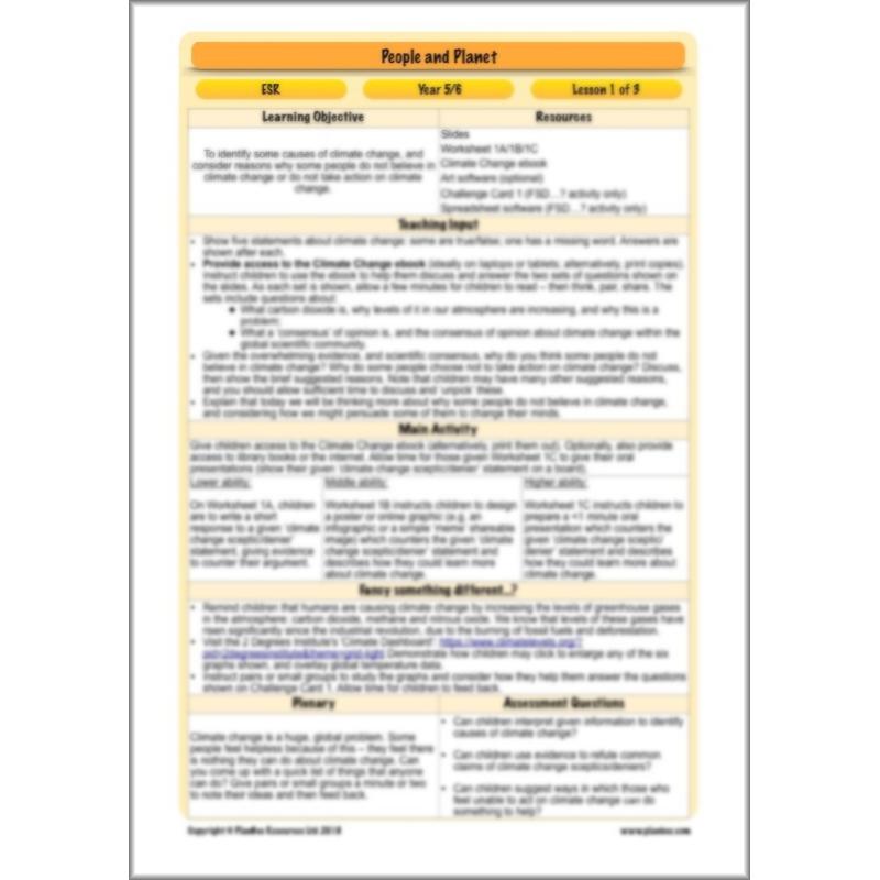 PlanBee People and Planet Climate Change KS2 | PlanBee