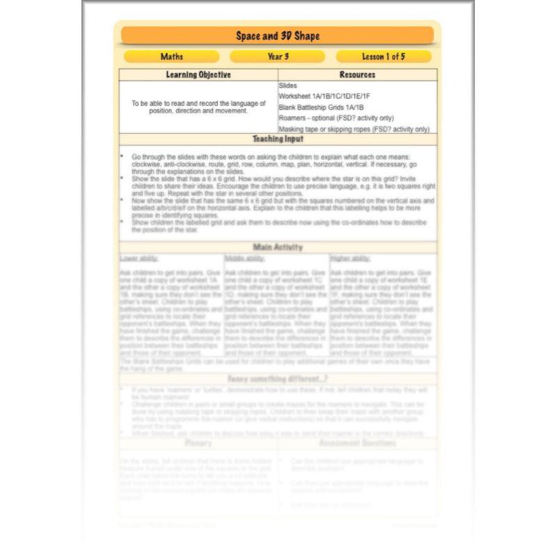 PlanBee 3D Shape and Space Year 3 Maths Lessons by PlanBee