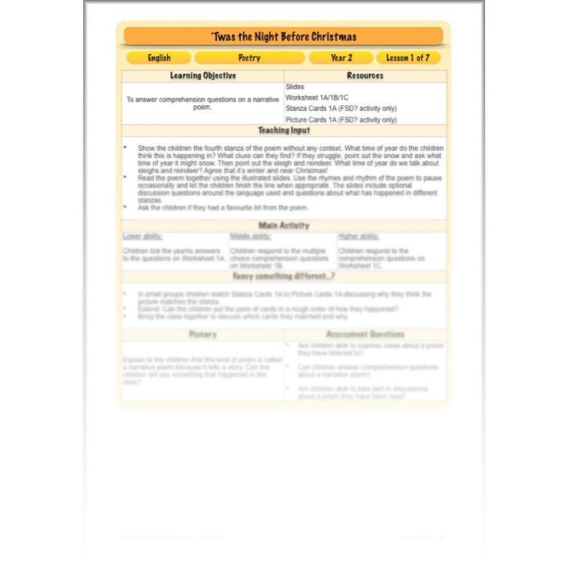 PlanBee Twas the Night Before Christmas Lesson Plans | Year 2 Poetry