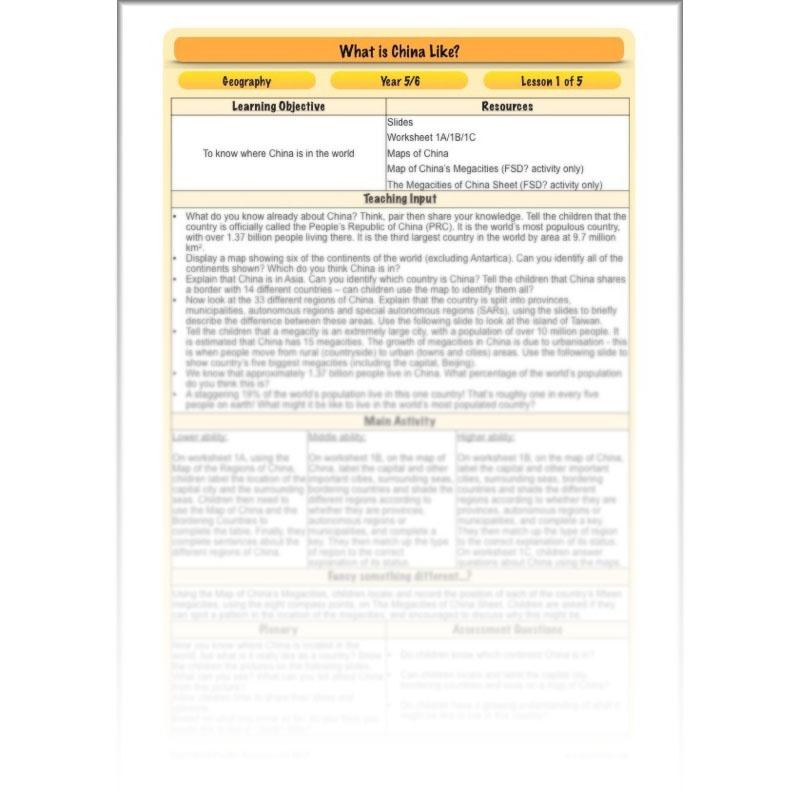 PlanBee China KS2 Geography Lesson Planning Pack for Year 5 & 6
