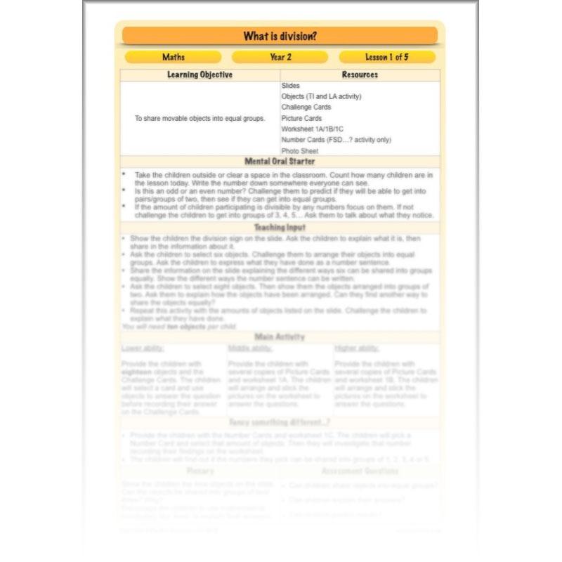 PlanBee What is Division? Year 2 Maths planning | KS1 Division