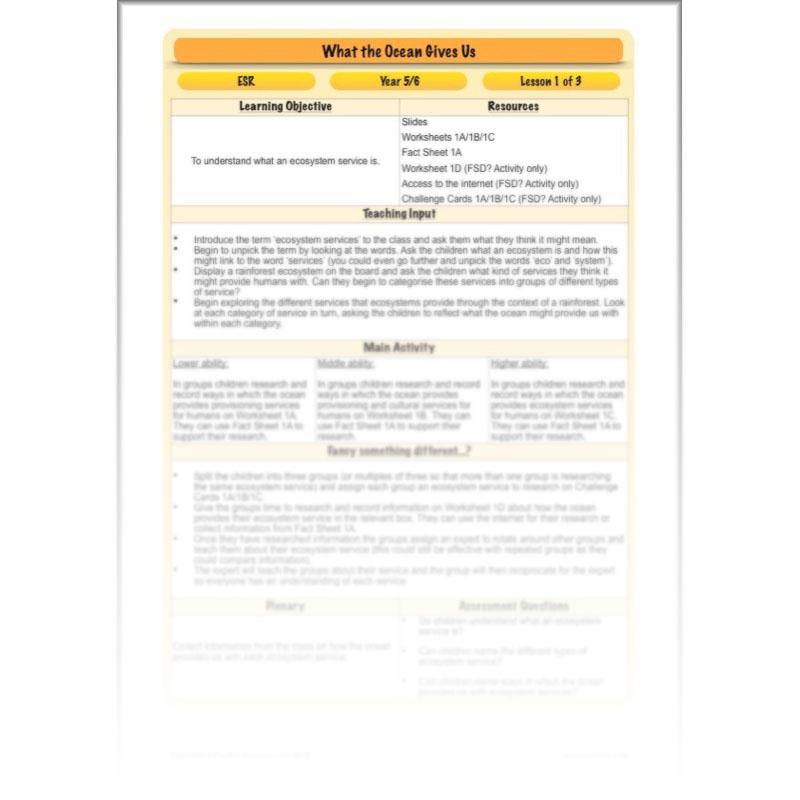 PlanBee Ocean Ecosystems KS2 ESR Lessons by PlanBee