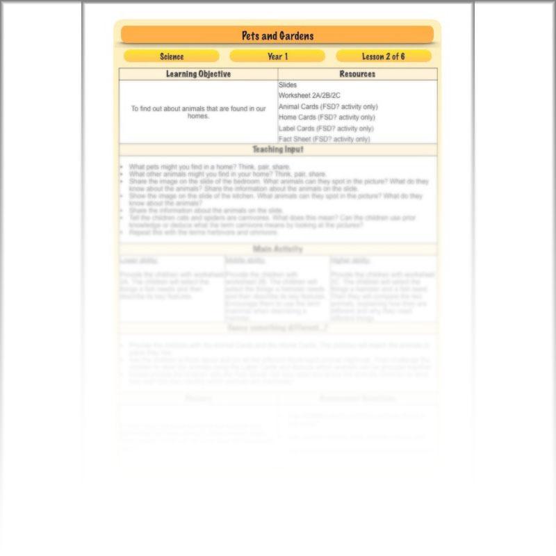 PlanBee Pets and Gardens Year 1 Science Lesson Plans by PlanBee