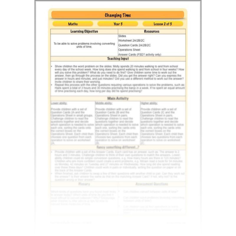 PlanBee Changing Time Year 5 Maths Lesson Planning Pack
