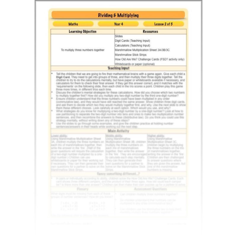 PlanBee Dividing & Multiplying - Lesson Plans and Resources for Year 4
