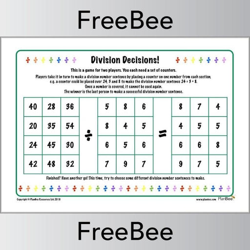 PlanBee Divisions Decisions Game | Free Teaching Resources | PlanBee