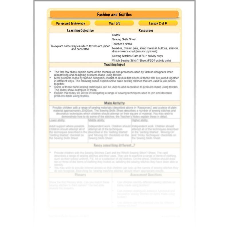 PlanBee Fashion and Textiles: Design and Technology KS2