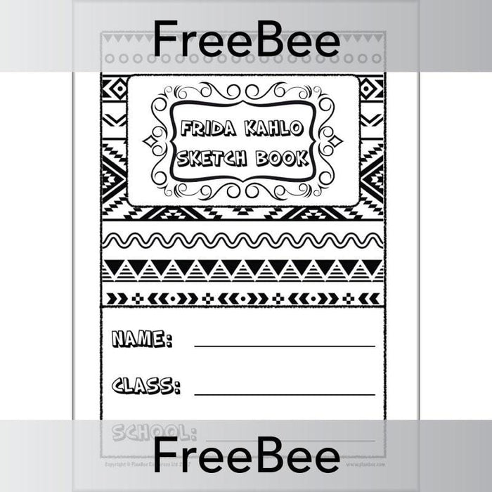 Free Downloadable Frida Kahlo Sketch Book Cover by PlanBee