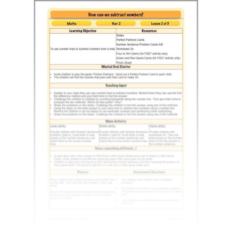 PlanBee How Can We Subtract Numbers? Maths scheme of work for Year 2