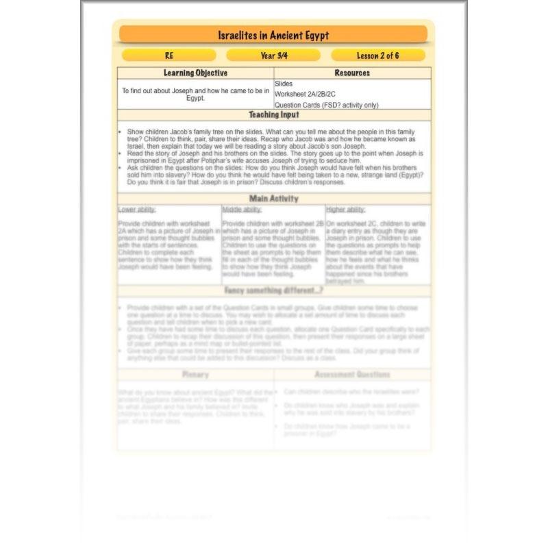 PlanBee Israelites in Ancient Egypt - KS2 RE Lesson Plans & Resources