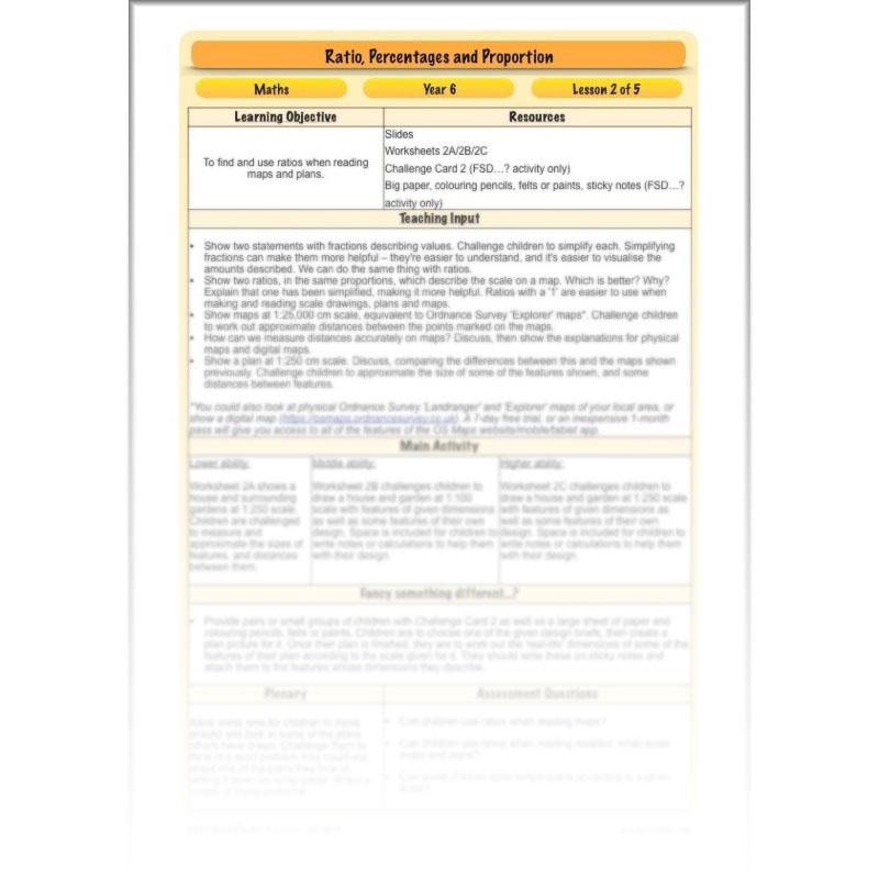 PlanBee Ratio, Percentages and Proportion: Year 6 Maths