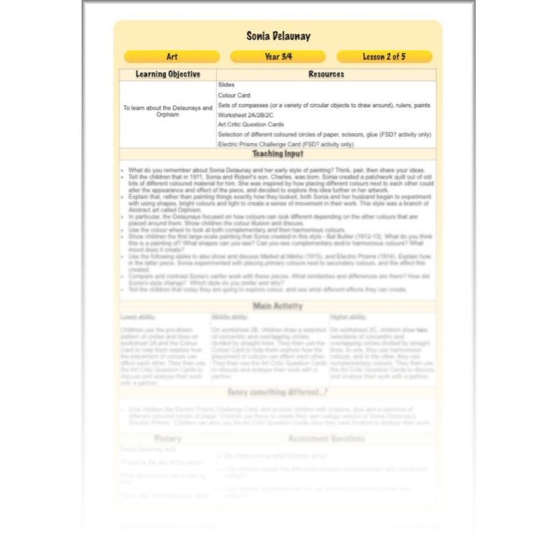 PlanBee Sonia DelaunayKS2 Art scheme of work by PlanBee