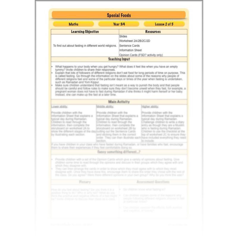 PlanBee Special Foods - Religious Foods: KS2 RE Lesson Plans & Resources