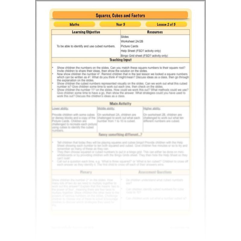 PlanBee Square Numbers, Cube Numbers and Factor Pairs | KS2 Year 5
