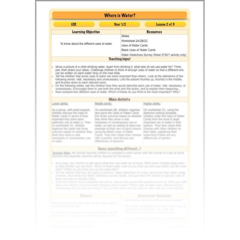 PlanBee Where is Water KS1 ESR Lessons by PlanBee