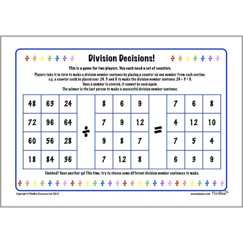 PlanBee KS2 Maths Home Learning Activites for Year 3 & Year 4