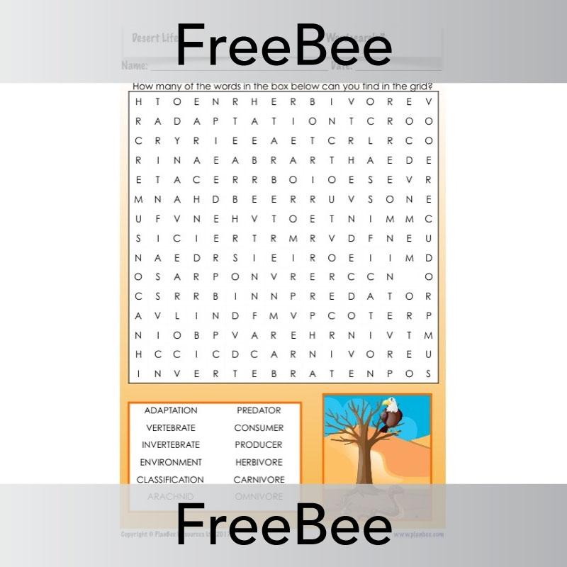 PlanBee Desert Life Word Search | PlanBee