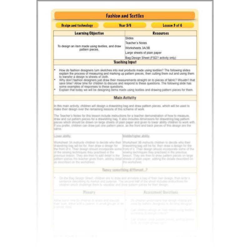 PlanBee Fashion and Textiles: Design and Technology KS2