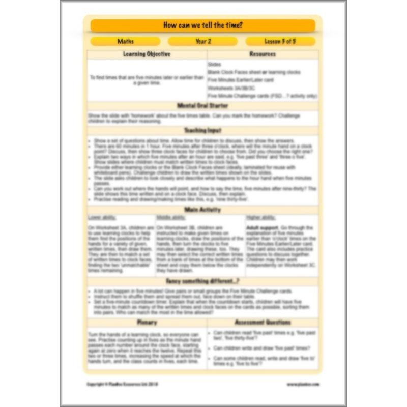 PlanBee Year 2 Time Lessons KS1 | How can we tell the time?