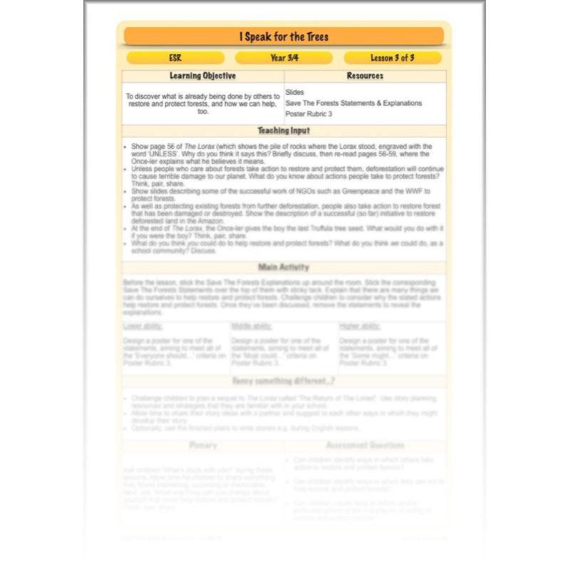 PlanBee I Speak for the Trees KS2 Ecosystems ESR Lessons